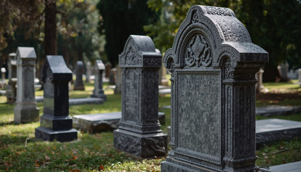 Artistic granite memorial headstones showing craftsmanship and creativity