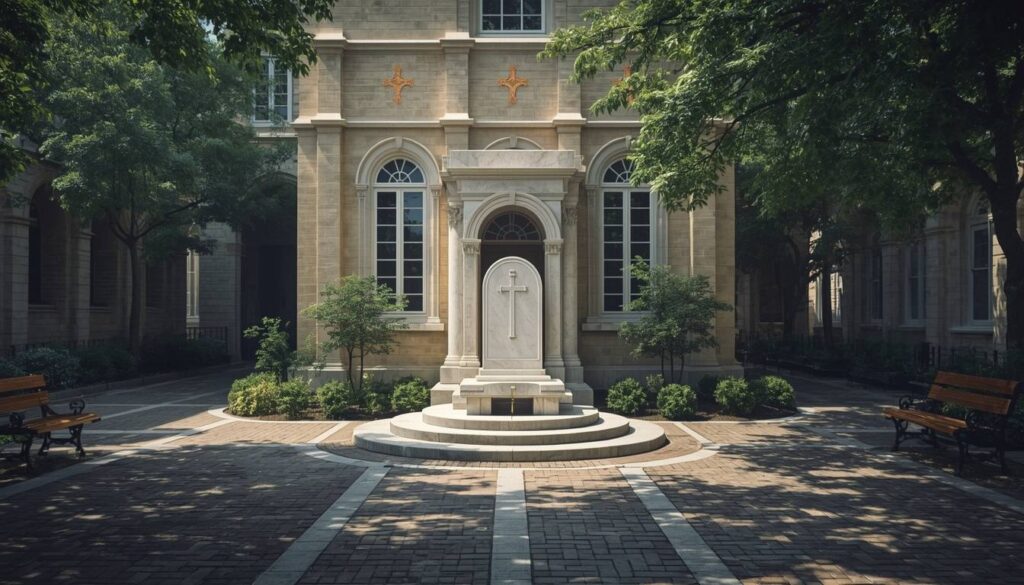 Church memorial monument representing faith and remembrance