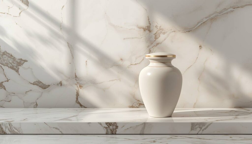 Elegant cremation urn used as a memorial tribute