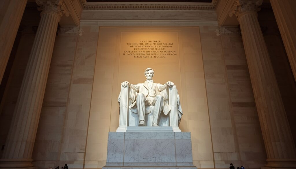 Interior of the Lincoln Memorial with Abraham Lincoln statue