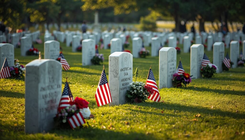 Arlington National Cemetery graves decorated for Memorial Day