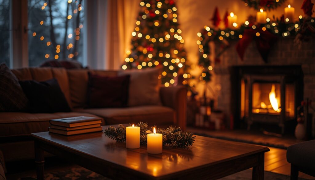 Memorial keepsake displayed in a cozy Christmas setting
