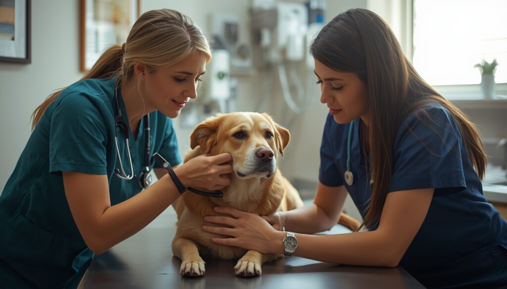 Veterinarian and pet owner making a compassionate decision