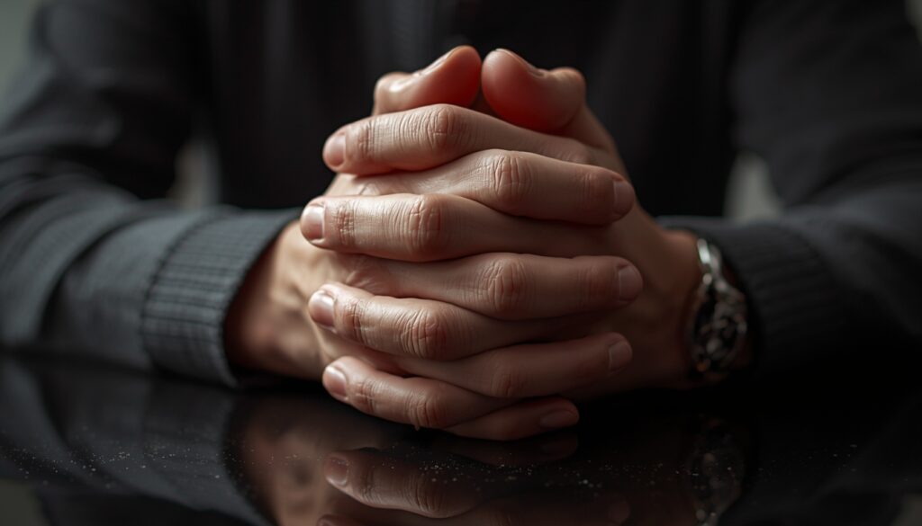 Hands clasped in prayer, symbolizing faith, reflection, and spiritual preparation.